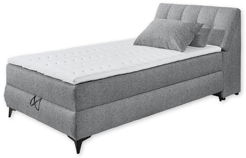 ATLANTIS 6 Boxbett 120x200 in Grau - Bequemes Einzelbett mit Bettkasten und Kaltschaum Topper - 125 x 102 x 240 cm (B/H/T)