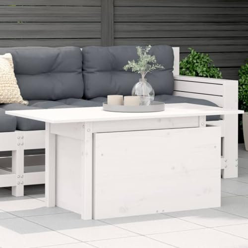 Tidyard Gartentisch Terrassentisch Balkontisch Esstisch Outdoor Bistrotisch Tisch Gartenmöbel Teetisch Holztisch Kaffeetisch Esszimmertisch Campingtisch Weiß 100x50x75 cm Massivholz Kiefer