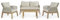 byLIVING Outdoor Sofa-Set Florida/Akazie Natur/Seilgeflecht naturfarben/Webstoff Offwhite/Sofa: B 130 x T 71,5, H 79 cm, Sessel (2X): B 60 x T 71,5, H 79 cm, Tisch: 77 x 50, H 39 cm