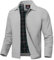 donhobo Leicht Sommerjacke Herren Bomber Jacke Frühling Herbst Übergangsjacke Herrenjacke Blouson Jacke mit Reißverschluss Taschen, Hellgrau, XL