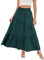 Timuspo Rock Faltenrock Damen Einfarbig mit Taschen Lang Sommerröcke Plissiert Midi Skirt Boho Rüschensaum Fließender Grün S