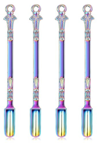 Molain 4 Stück Mini-Löffel, Mini-Medizinlöffel Mini Pulver Löffel Mini Spoon Mini löffel für gewürze Schaufel Löffel für Medikamente Salze Gewürze(Bunt)