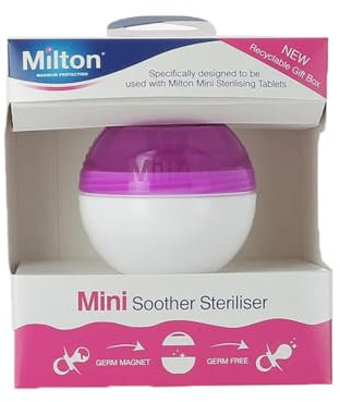 MiltonBaby Mini Soother Steriliser Purple Pack of 1 Soother Dummy Pacifier Teether Hygiene Antiseptic Travel Unit with Welari Thank You Card | (1pack) (1unit)