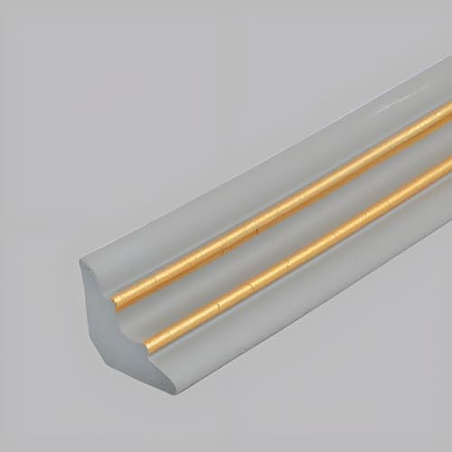 Raouoae Selbstklebend Deckenleisten PVC Flexible Zierleiste Zierleiste Decken Leisten Abschlussleiste Küchenarbeitsplatte 5M Für Fliesenkanten Decken Und Wandübergang(Grau+Gold)