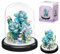 SKIKHN Blumen Bausteine Set, Blaue Rose Unsterblicher Blumenstrauß Baustein mit Schutzhülle, 522 Stück Mini Baustein Set, Mikro Blumen Bausteine, Kunstpflanzen BAUS-Teine für Erwachsene