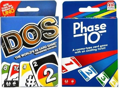 Mattel Dos and Phase 10 Kartenspiel, Combo Pack of 2
