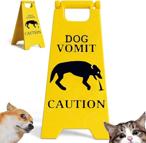 Cartello di avvertimento per gatti, 12 x 6 cm, divertente gag gatti, cani vomito, gatti e cani