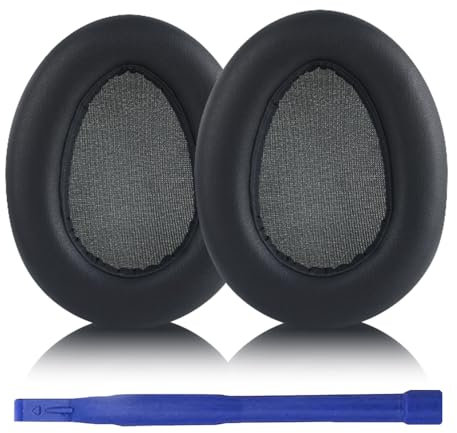 Aiivioll Ohrpolster Ersatz für JLab JBuds Lux ANC Ohrpolster-Abdeckungen Kopfhörer, Ohrpolster-Kissen mit Kopfhörer Ohrpolster, Proteinleder & Memory Foam Ohrpolster(Schwarz)
