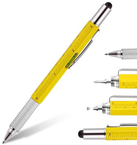 Multitool Pen Gifts for Men, Secret Santa Gifts for Men, 6 in 1 Multi Tool Pen Gadgets for Men, Stocking Fillers for Men, Office Engineer Woodworkers Carpenter Construction Tool Gift
