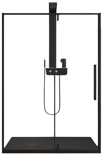 IMPALLI Box Doccia H200 Cm Estensibile 107-110 Cm A Nicchia Anta Battente Cabina Doccia Cristallo Temperato 6 Mm Trasparente Chiusura Magnetica Anticalcare (NERO OPACO 110)