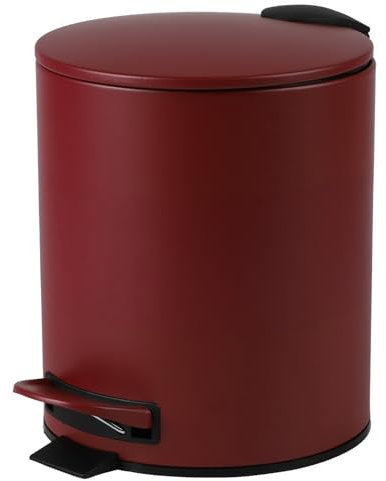 Urban Living 5 Liter Tret-Mülleimer Kosmetikeimer Tretmülleimer mit Absenkautomatik - herausnehmbarer Einsatz mit Henkel (Rot)