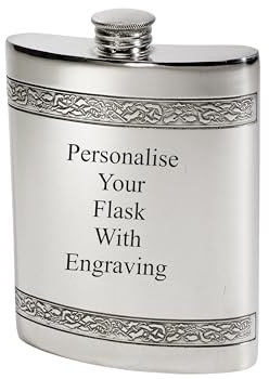Celtic Band Pewter Hip Flask - Available in 2 Sizes and with Engraving (6 oz with Engraving)