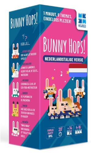 OLEMAINS - Bunny Hops Nederlandse Edition - Gesellschaftsspiel Für Familie Und Freunde - Urkomisches Partyspiel Für Erwachsene Und Jugendliche - 600 Karten - 4 Bis 16 Spieler -20 Min-Geschenk Für