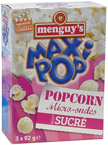 Savourez les Pop Corn sucrés pour micro-ondes MENGUY'S, pack pratique 3x92g pour apéritifs gourmands- Lot De 4