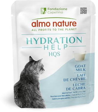 almo nature HQS Hydration Help - Wet Cat Food - Goat Milk, Broth - Pouches, 1.77oz (Pack of 12)