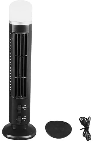 Ejoyous Bladeless Tower Fan, 13inches 90 Degree Oscillation Ultra Quiet Desktop Tower Fan with Remote Control for Home RVs Offices (Black)