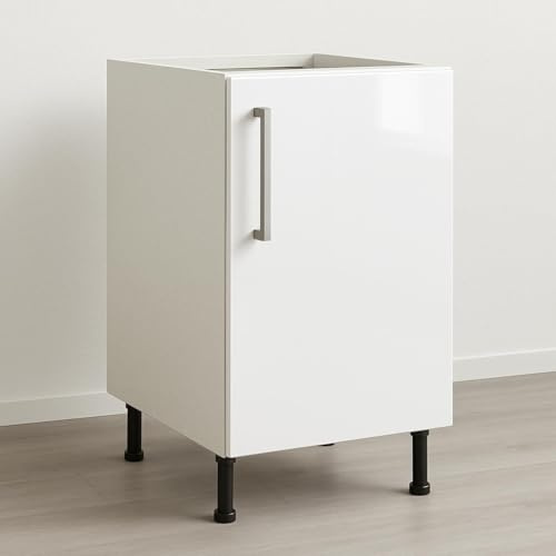 Top Living MCR Flat Pack KITCHEN BASE UNITS with WHITE GLOSS DOOR - 500mm