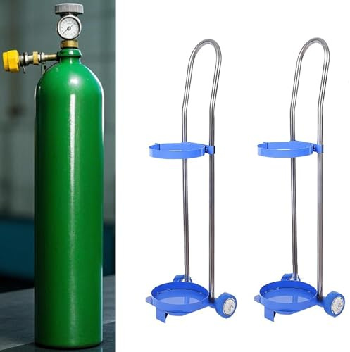 LaYiQimn Trolley Oxygen Tank Holder Set - 2 Pcs Rolling Gas Cylinder Trolley for Oxygen/Acetylene Welding & Hospital Use, Heavy-Duty Nitrogen Bottle Organizer with Wheels(Length 80cm(31 1/2)
