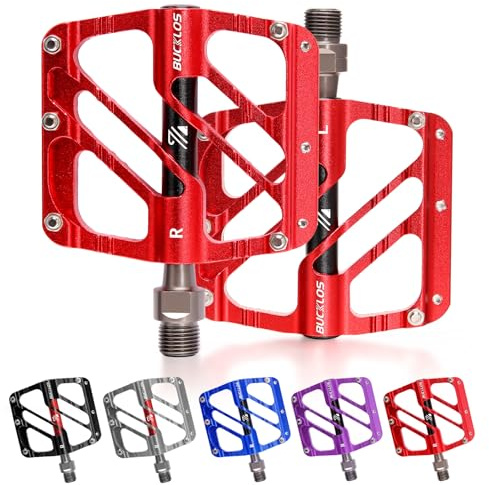 AEYINO Aluminium MTB Plattform Pedale - 9/16 CNC | CNC Aluminium, Anti-Rutsch Pins, gedichtete Lager, Sicherheits-Reflektoren, 9/16 Universalachse für MTB, E-Bike & Rennrad