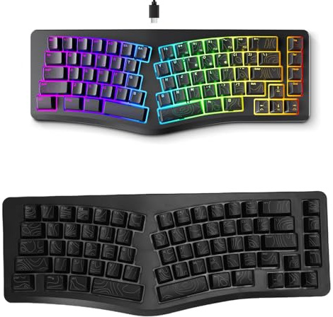 XUMIUZIY 69 Taste Gaming -Tastatur, Ergonomische V -Form RGB RGB Mechanisches Gefühl USB -Kabeltastatur mit 7 Farbbeleuchtung für Laptop -Computer Desktop Winos MacOS