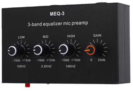 Lazmin112 Microphone Preamp, 20dB Gain Amplification with 3 Band Equalizer and ALC Circuit, for Dynamic Microphone 5V Condenser Mic Electret Mic or Battery Powered Condenser