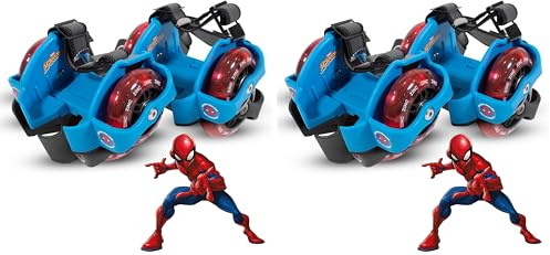 Zinc Offiziell Lizenzierte Marvel Spiderman Street Gliders - Kinder Roller für Kinder ab 5 Jahren, Abnehmbare Rollschuhe für Schuhe, Leuchtrollen, ABEC 7 Kugellager & Fersenbremse – Blau