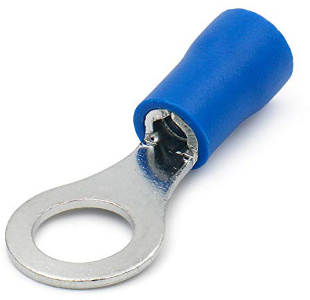 Heschen Lot de 100 connecteurs à sertir en vinyle isolé RV2-6 - Taille du goujon : 1,5-2,5 mm² (16-14 AWG) Bleu