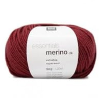 Rico Essentials merino DK wool, colour 79, brick red, for knitting and crocheting