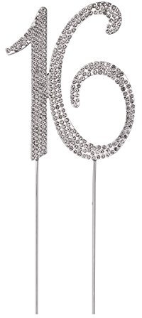 Glitzernder 16 Cake Topper Aus Strasssteinen Für Geburtstagsfeiern Und Jahrestage, Kuchendekoration Silber Für Festliche Anlässe