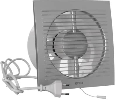 EUROPLAST Diameter 150 mm Wall Fan Exhaust Cable Switch Fan Kitchen Toilet Bathroom with Plug, Colour - Silver