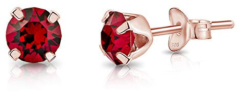 Orecchini con Brillantini Rossi Rubino - Orecchini Argento 925 Placcati Oro Rosa con Cristallo Rosso - Orecchini Rubino Donna - Orecchini Rossi Donna - Orecchini Oro Rosa