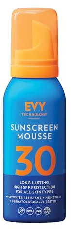 EVY Mousse Solaire Sport SPF30 en Format Voyage (100ml) pour l'Extérieur - extrêmement résistante à la transpiration et à l'eau, protection solaire à action prolongée et nourrissante