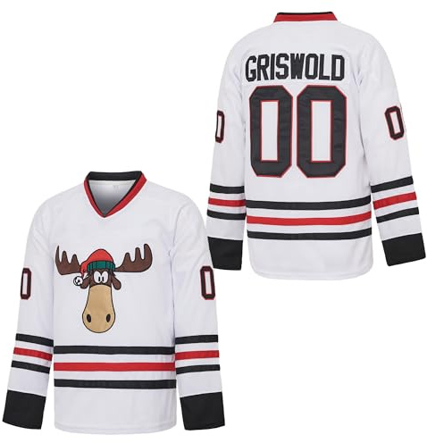Kekambas #00 Clark Griswold X-Mas Christmas Vacation Mens Movie Hockey Jersey White Stitched Size