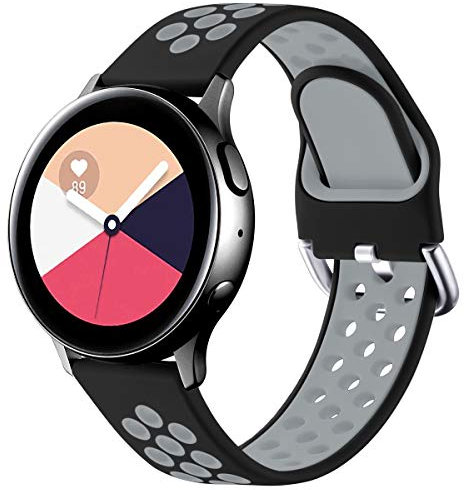 Vobafe Cinturino Compatibile con Samsung Galaxy Watch Active/Active 2 Cinturino 40mm/44mm, Ricambio in Silicone Sportivo Cinturino per Galaxy Watch 3 41mm/Gear S2 Classic/Sport, S Nero/Grigio