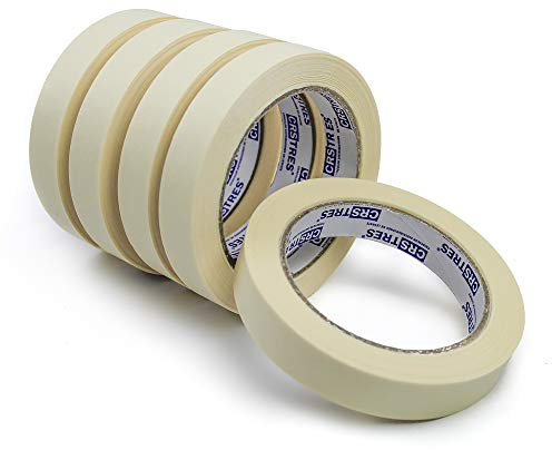 CRINSTON Nastro Adesivo di Carta per mascheratura, verniciatura - Non lascia residui, ottima adesione. (18 mm x 40 m – Confezione da 5 unità)