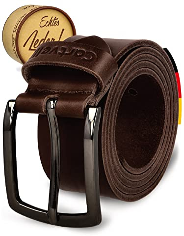 Cartvelli Ledergürtel Herren 4cm Made in Germany mit Geschenkbox - Echtleder Herrengürtel kürzbar - Premium Vollleder pflanzlich gegerbt
