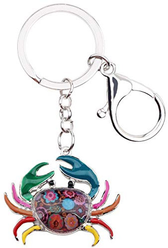 WEVENI Emaille Krabbe Schlüsselanhänger Tiere Mode Ozean Krabben Schmuck Für Damen Frauen Handtasche Tasche Charm Schlüsselkette Zubehör (Mehrfarbig)