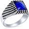 Personalisierte Retro Klassiker Elegante Kopfsteinpflaster Ziegelstein Akzent Rechteck Simulierter Königsblauer Saphir Siegelring Für Männer Oxidiertes .925 Sterling Silber Handgefertigt In Der Türkei