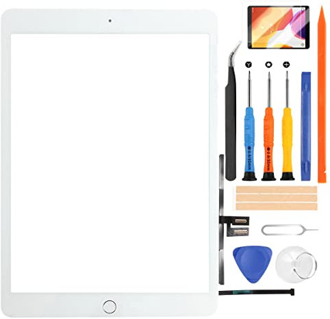 Reemplazo de Pantalla para iPad 9 (9ª generación) para iPad 10.2 2021 Panel de Cristal táctil digitalizador Modelo A2602 A2603 A2604 A2605 Kit de reparación Completo +botón de Inicio Vidrio (Blanco)