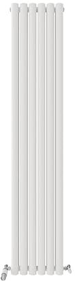 Oval Vertical Double Panel Radiator Matt White 1800 x 360mm TRV Angled Valve