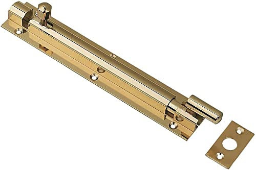 Merriway BH07723 Swan Necked Door Barrel Bolt, Brass Polished Stainless Steel 150mm