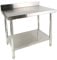 CAVATINY Tavolo da lavoro in acciaio inox, 120 x 85 x 60 cm, con alzata, portata fino a 140 kg, tavolo da cucina in acciaio inox, con piedini regolabili e ampio ripiano inferiore