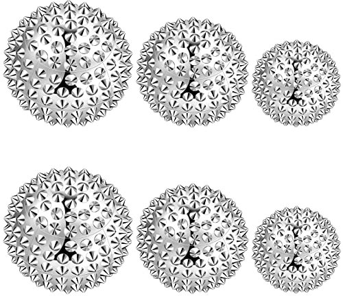 6 Stück Stacheliger Magnetische Massageball Igel Magnetische Akupressurkugeln Magnet Igelball Akupunktur Chinesische Bälle für Stress 32 mm 47 mm 56 mm Durchmesser im Taschenformat (Silber)