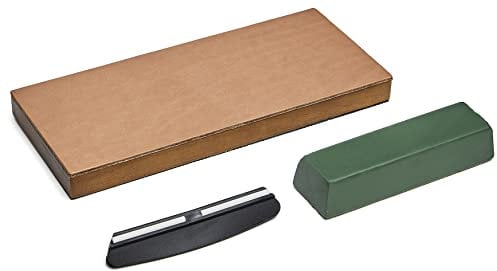 Leather Strop Block with Compound,Angle Guide - Knife Strop Kit,Non-Slip Leather Stropping Block for Sharpening & Honing Knives, Straight Razor, Woodcarving Chisels