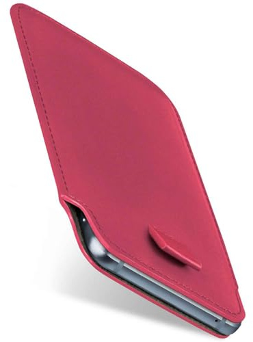 moex Slide Case für Samsung Galaxy S21 FE 5G Handytasche zum Einstecken Ultra dünn, Einsteckhülle Holster Hülle PU Leder, Sleeve Etui Handyhülle mit 360 Grad Komplettschutz, Pink