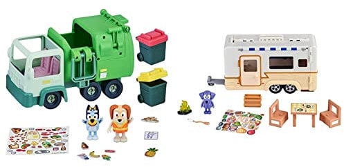 Bluey Caravan Set, 2,5 bis 3 Zoll große Figuren & Müllwagen-Spielset mit beweglichen Figuren (6,3 cm)