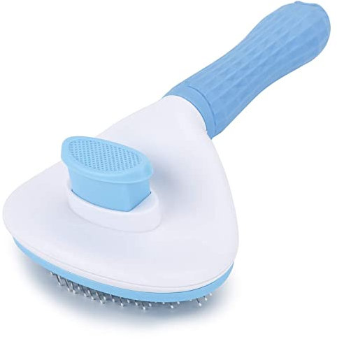 YIAGUN Self Cleaning Slicker Brush, Dog Cat Bunny Pet Grooming Shedding Brush - Easy to Remove Loose Undercoat, Pet Massaging Tool Suitable for Pets with Long or Short Hair(Blue)