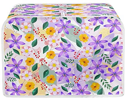 TOADDMOS Universal-Toaster-Abdeckung mit zwei Scheiben, Blumenmuster, Violett / Gelb