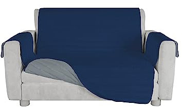Italian Bed Linen TRENDY Sofabezug zweifarbig aus Mikrofaser, Dunkelblau/Hellgrau, 2 Plätze