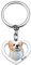 OTXIXTO Porte-Clés avec Photo Personnalisée Pendentif Portrait de Chat/Chien - Cadeau Commémoratif pour Les Amoureux des Animaux de Compagnie (1 Nom, Cadre en Forme De Cœur)